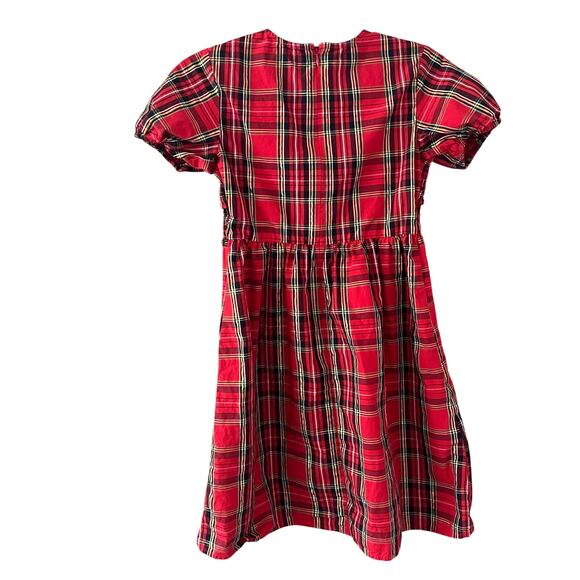 Crewcuts Girls Red Tartan Plaid Smocked Midi Dress size 12 - Picture 3 of 6